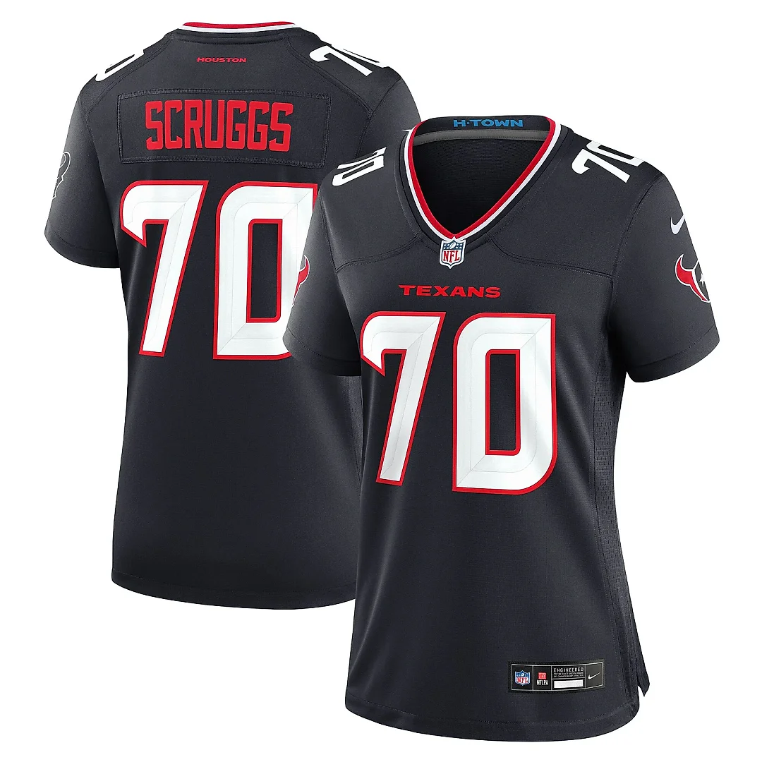 Zennovawear Women's Houston Texans Juice Scruggs Navy Team Game Jersey