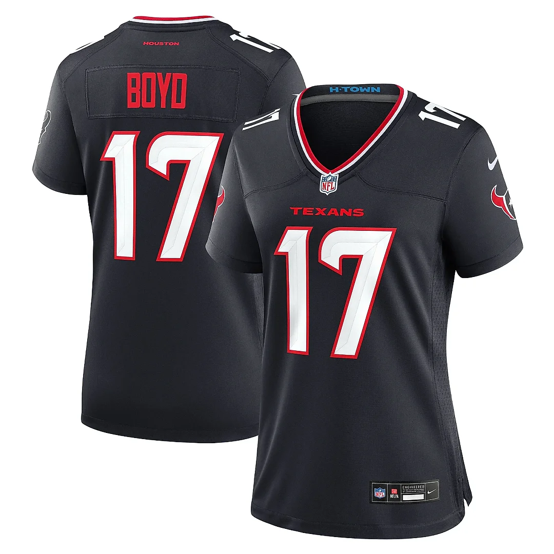 Zennovawear Women's Houston Texans Kris Boyd Navy Team Game Jersey