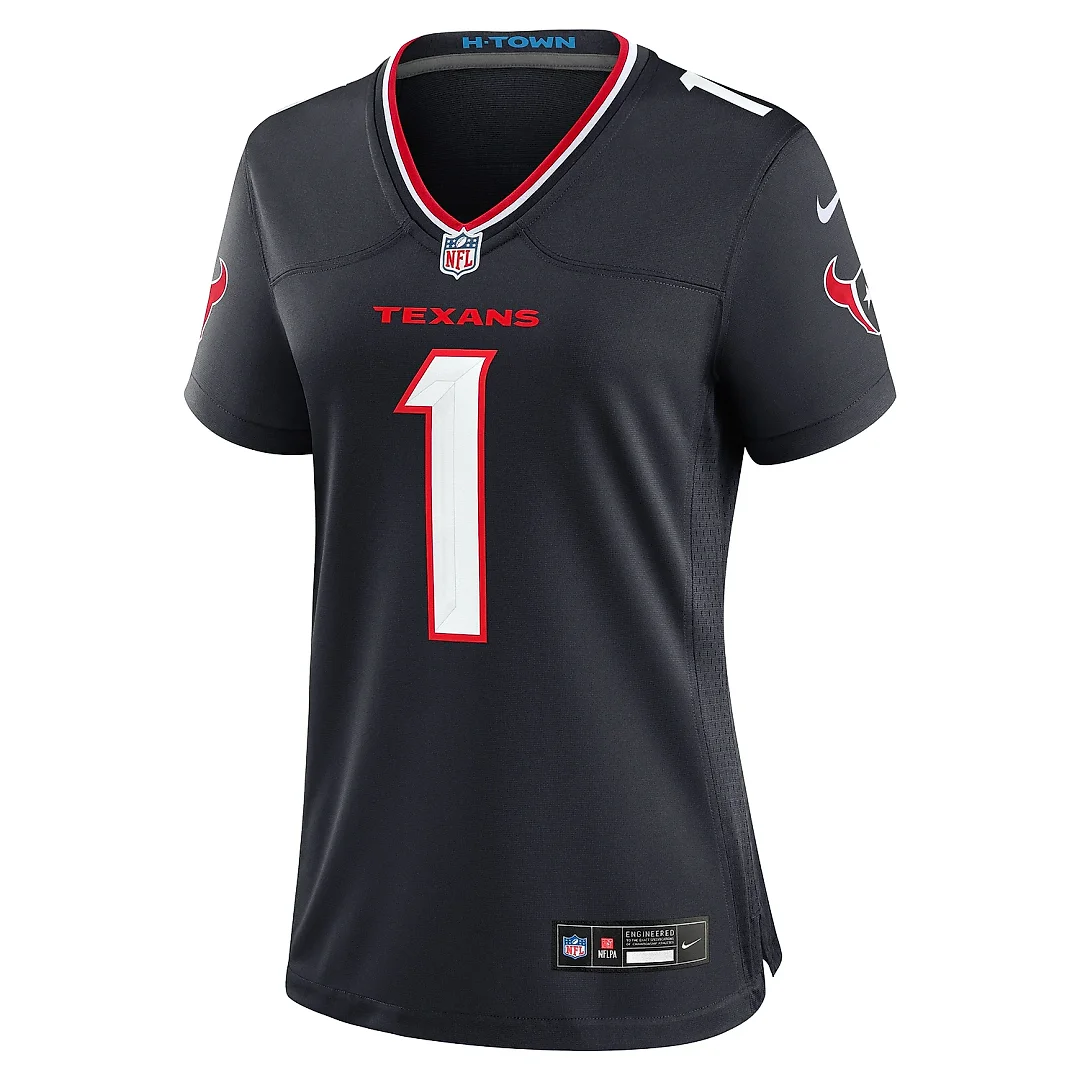 Zennovawear Women's Houston Texans Navy 1 Mom Game Jersey