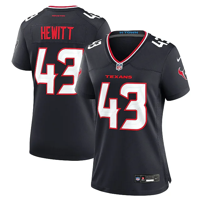 Zennovawear Women's Houston Texans Neville Hewitt Navy Team Game Jersey