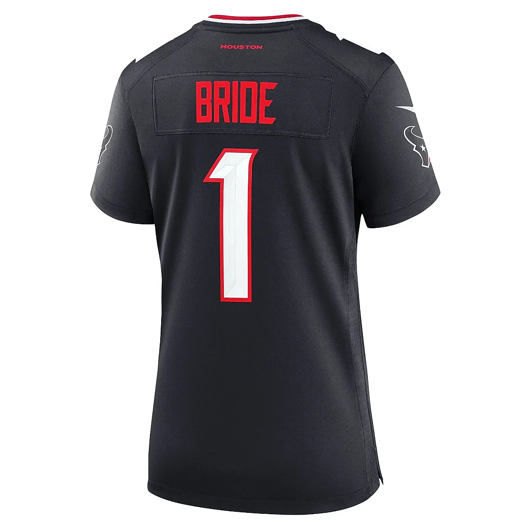 Zennovawear Women's Houston Texans Number 1 Bride Navy Game Jersey
