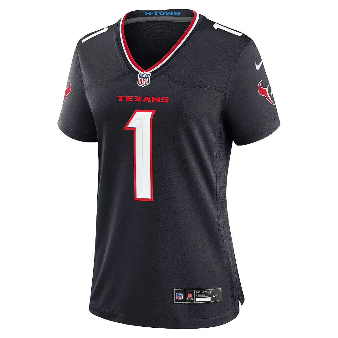 Zennovawear Women's Houston Texans Number 1 Bride Navy Game Jersey