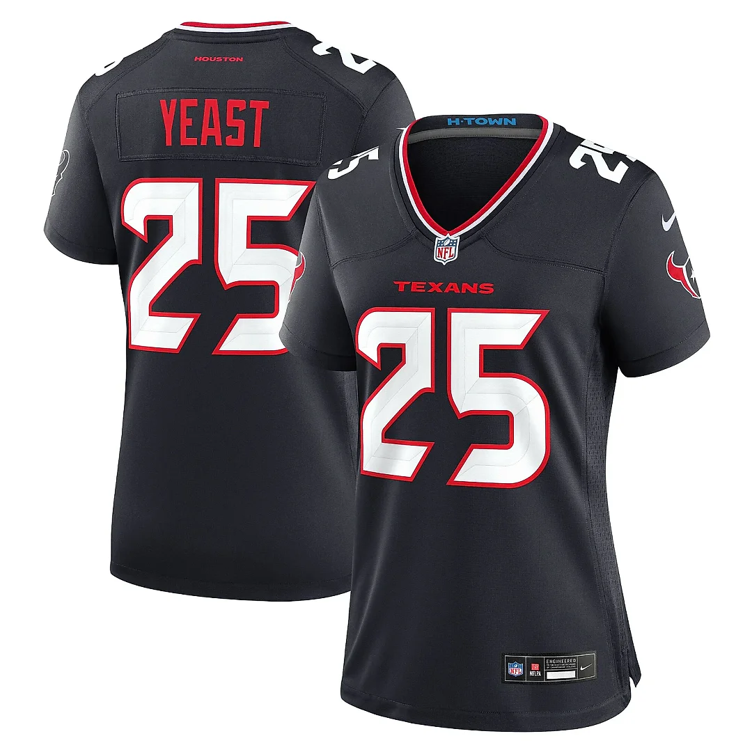 Zennovawear Women's Houston Texans Russ Yeast Navy Team Game Jersey