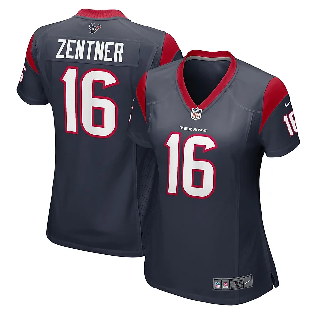 Zennovawear Women's Houston Texans Ty Zentner Navy Team Game Jersey