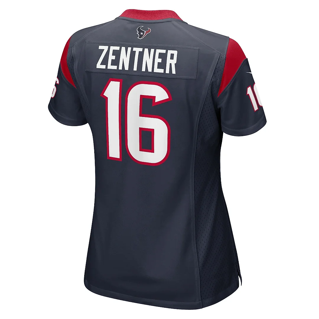 Zennovawear Women's Houston Texans Ty Zentner Navy Team Game Jersey