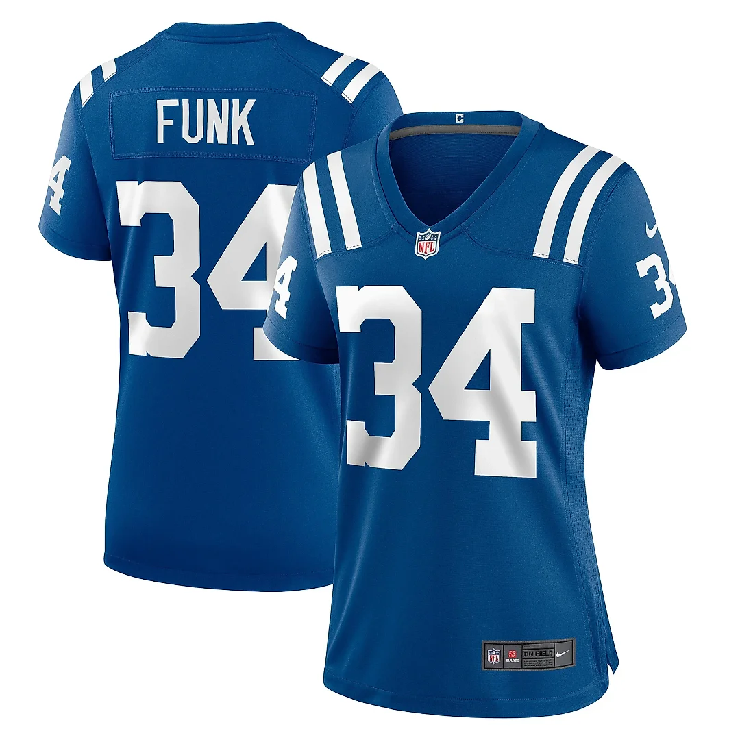 Zennovawear Women's Indianapolis Colts Jake Funk Royal Team Game Jersey