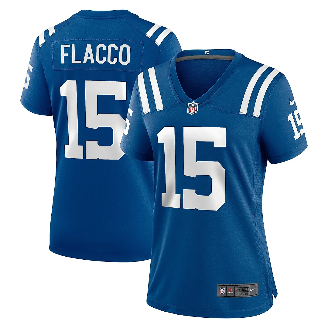 Zennovawear Women's Indianapolis Colts Joe Flacco Royal Game Jersey