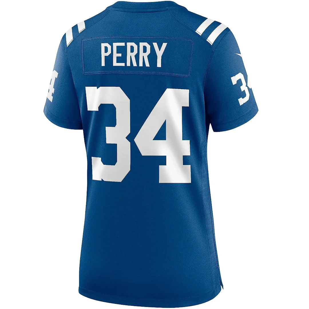 Zennovawear Women's Indianapolis Colts Joe Perry Royal Game Retired Player Jersey