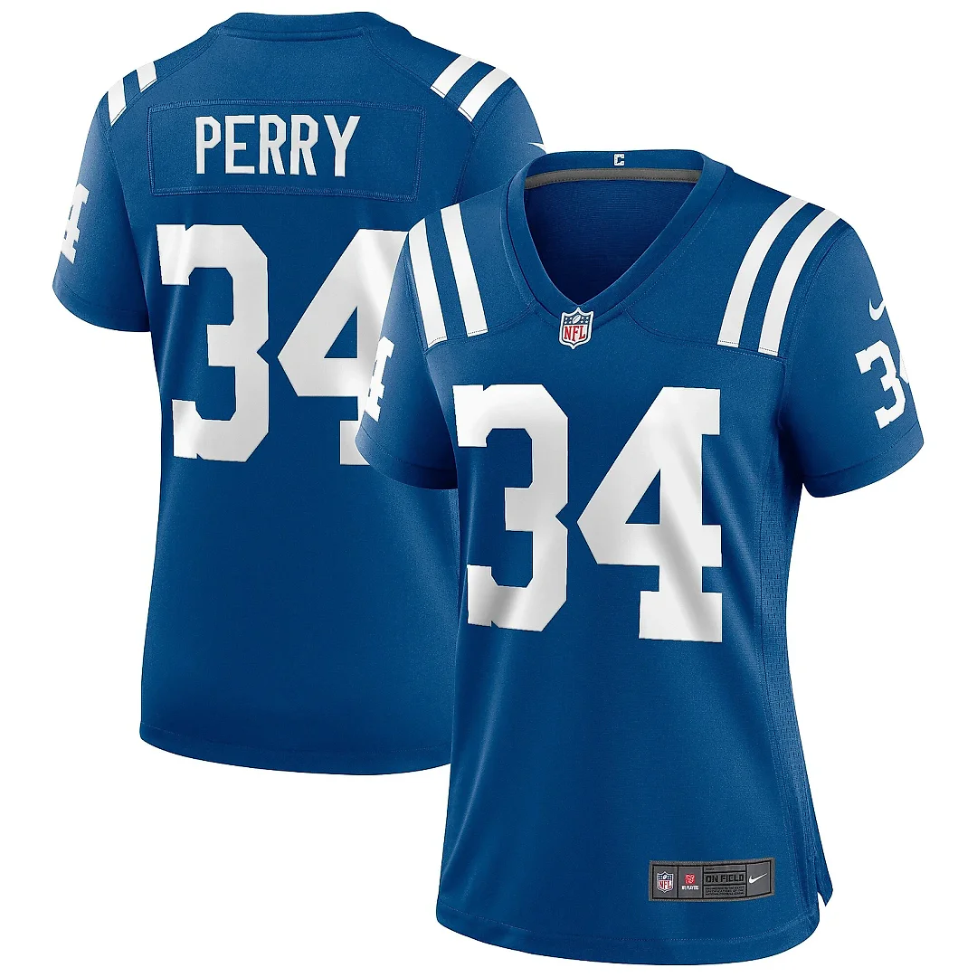 Zennovawear Women's Indianapolis Colts Joe Perry Royal Game Retired Player Jersey