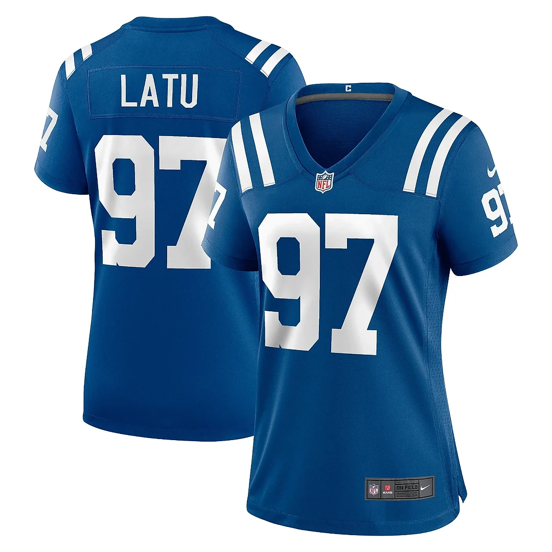 Zennovawear Women's Indianapolis Colts Laiatu Latu Royal Game Jersey