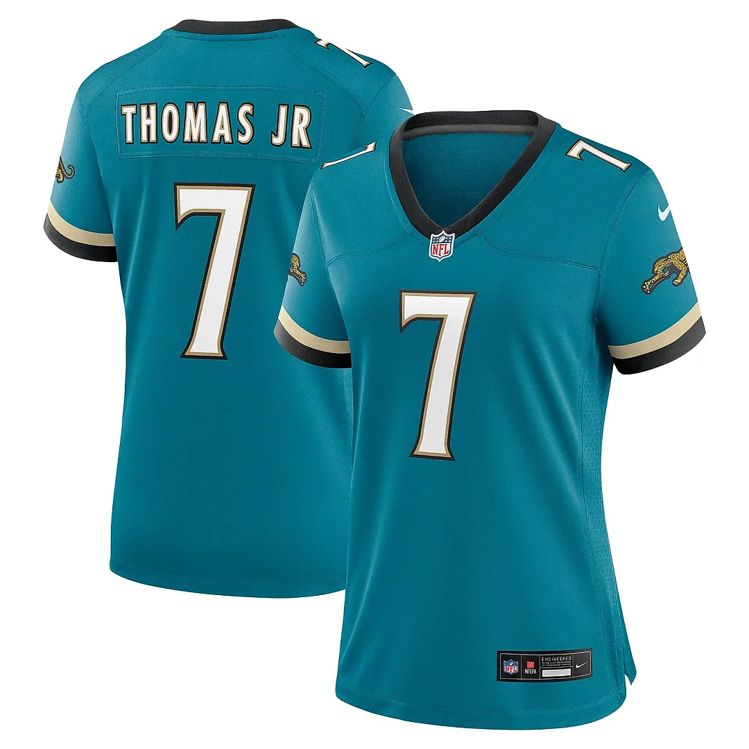 Zennovawear Women's Jacksonville Jaguars Brian Thomas Jr. Teal Prowler Throwback Game Jersey