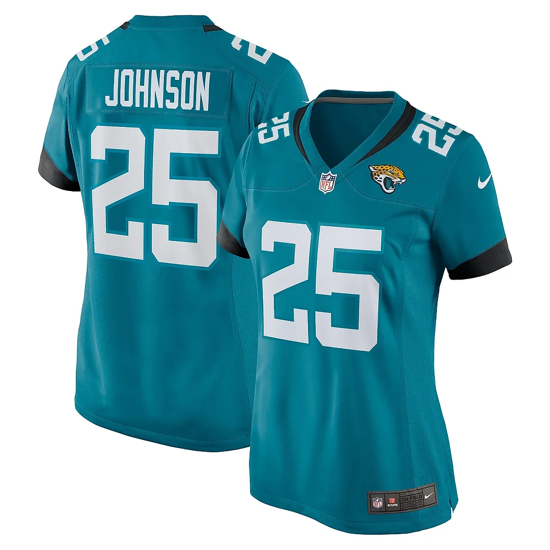 Zennovawear Women's Jacksonville Jaguars D'Ernest Johnson Teal Team Game Jersey