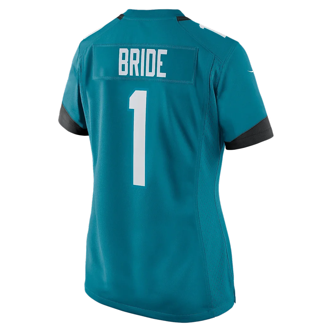 Zennovawear Women's Jacksonville Jaguars Number 1 Bride Teal Game Jersey