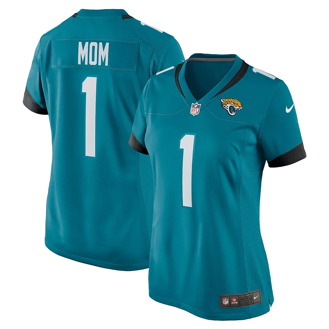 Zennovawear Women's Jacksonville Jaguars Number 1 Mom Teal Game Jersey