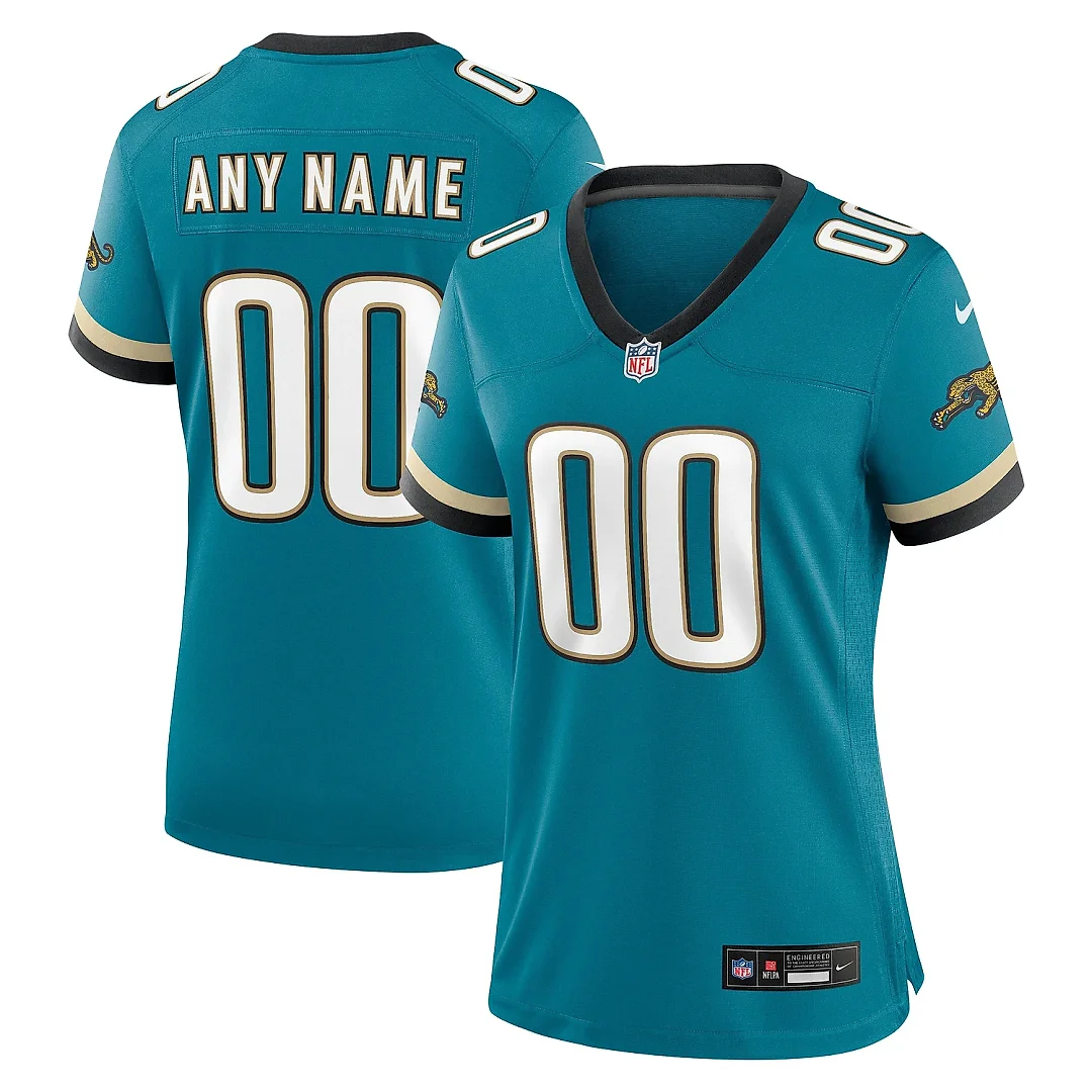 Zennovawear Women's Jacksonville Jaguars Teal Prowler Throwback Custom Game Jersey