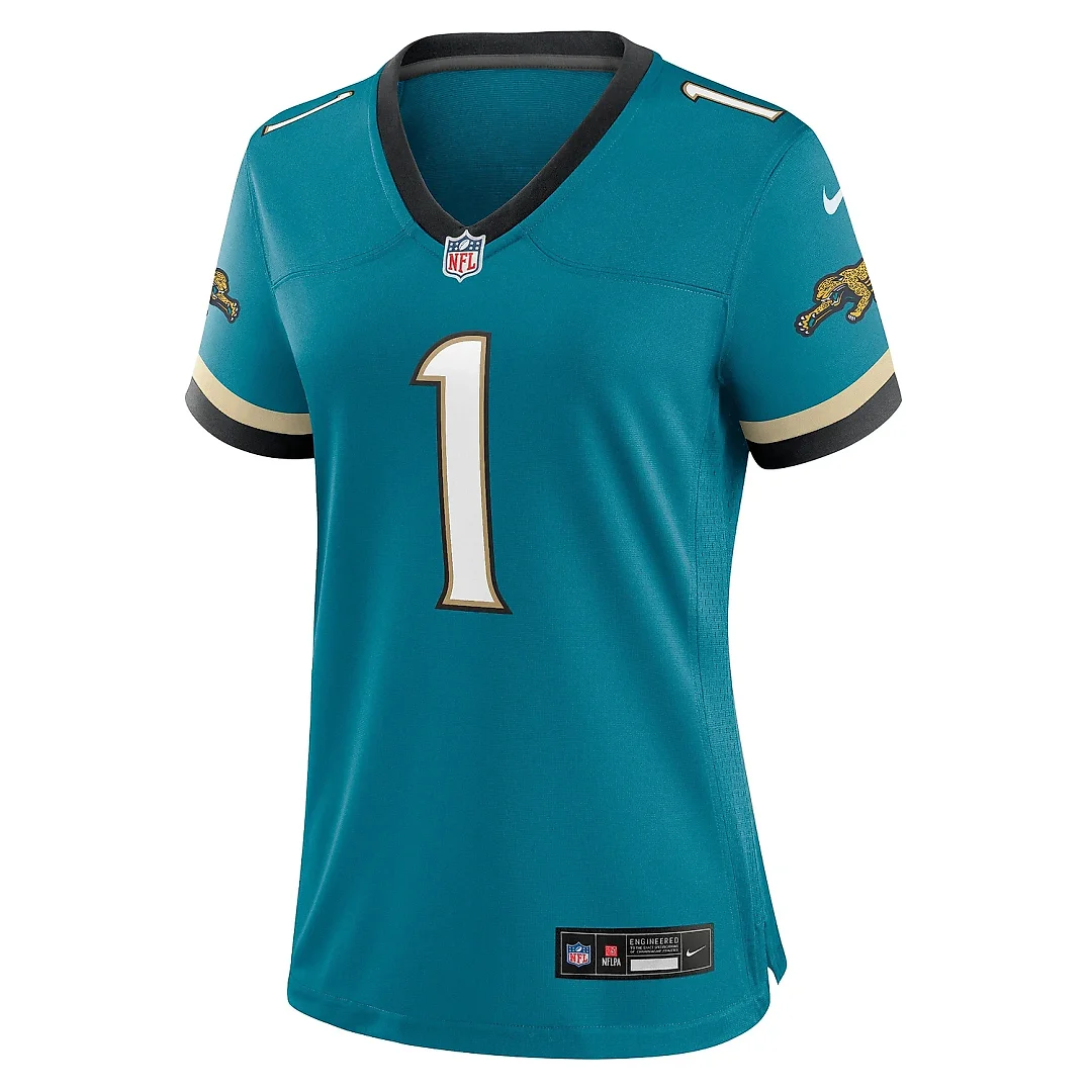 Zennovawear Women's Jacksonville Jaguars Travis Etienne Jr Teal Prowler Throwback Game Jersey