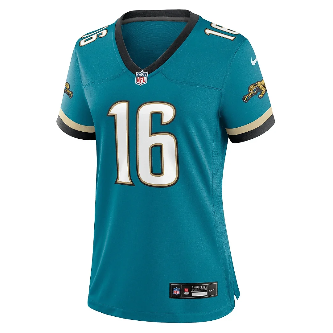 Zennovawear Women's Jacksonville Jaguars Trevor Lawrence Teal Prowler Throwback Game Jersey