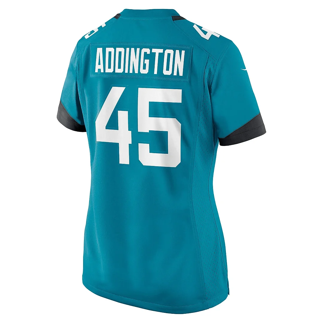 Zennovawear Women's Jacksonville Jaguars Tucker Addington Teal Team Game Jersey