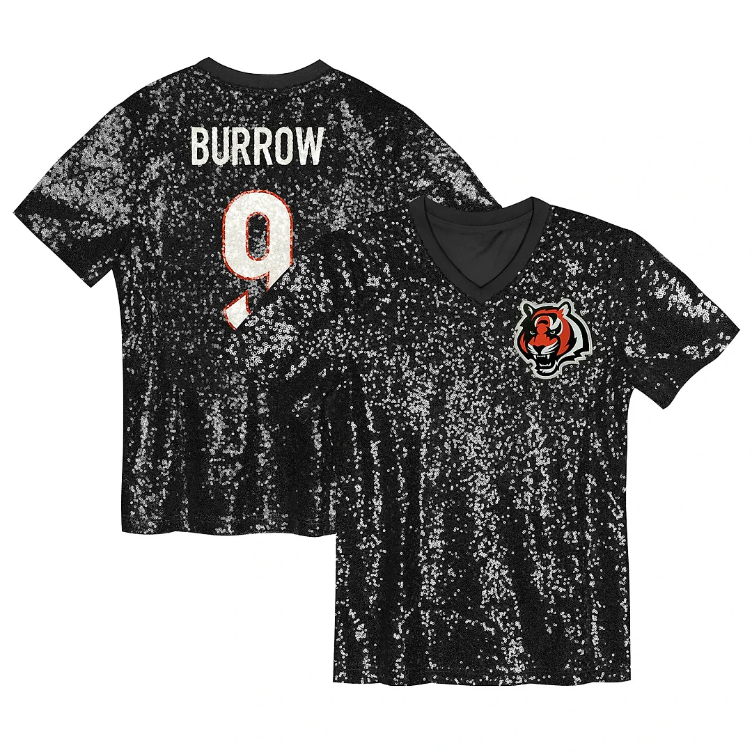 Zennovawear Joe Burrow Cincinnati Bengals Women's Player Name & Number V-Neck Fashion Jersey - Black