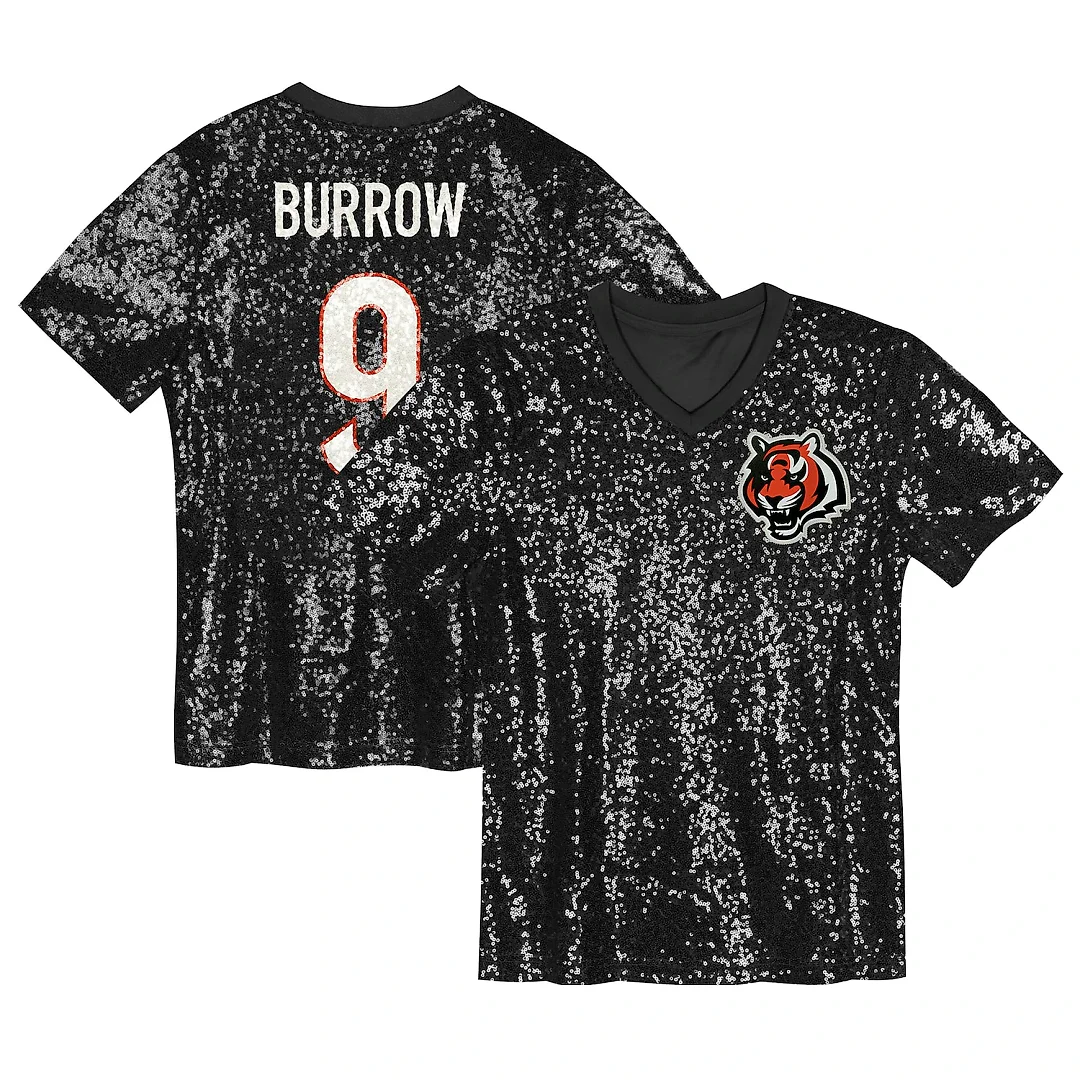 Zennovawear Joe Burrow Cincinnati Bengals Women's Player Name & Number V-Neck Fashion Jersey - Black