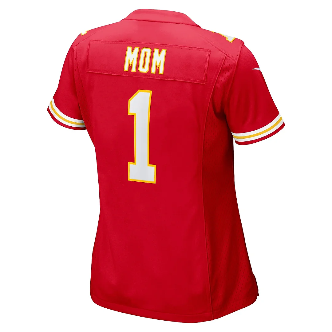 Zennovawear Women's Kansas City Chiefs Number 1 Mom Red Game Jersey