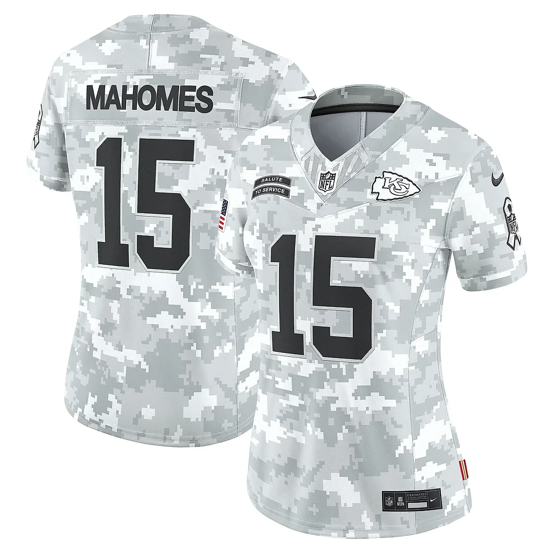 Zennovawear Women's Kansas City Chiefs Patrick Mahomes Arctic Camo 2024 Salute to Service Limited Jersey