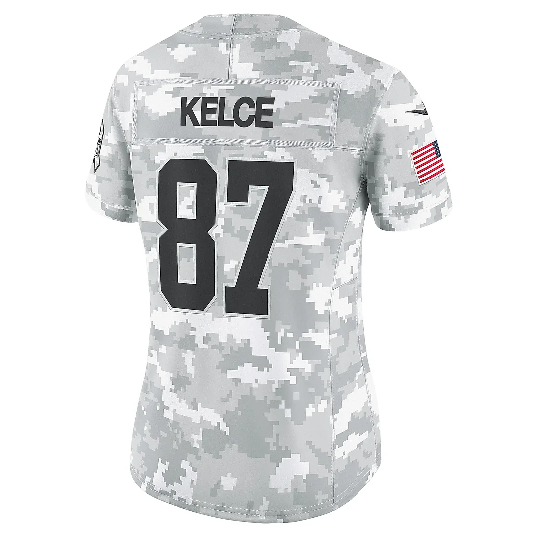 Zennovawear Women's Kansas City Chiefs Travis Kelce Arctic Camo 2024 Salute to Service Limited Jersey