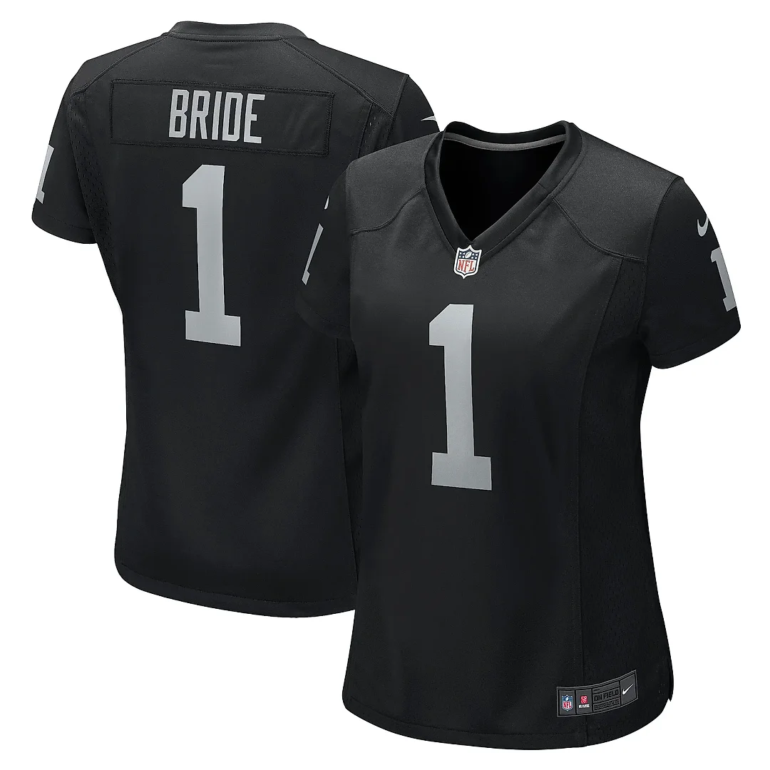 Zennovawear Women's Las Vegas Raiders Number 1 Bride Black Game Jersey
