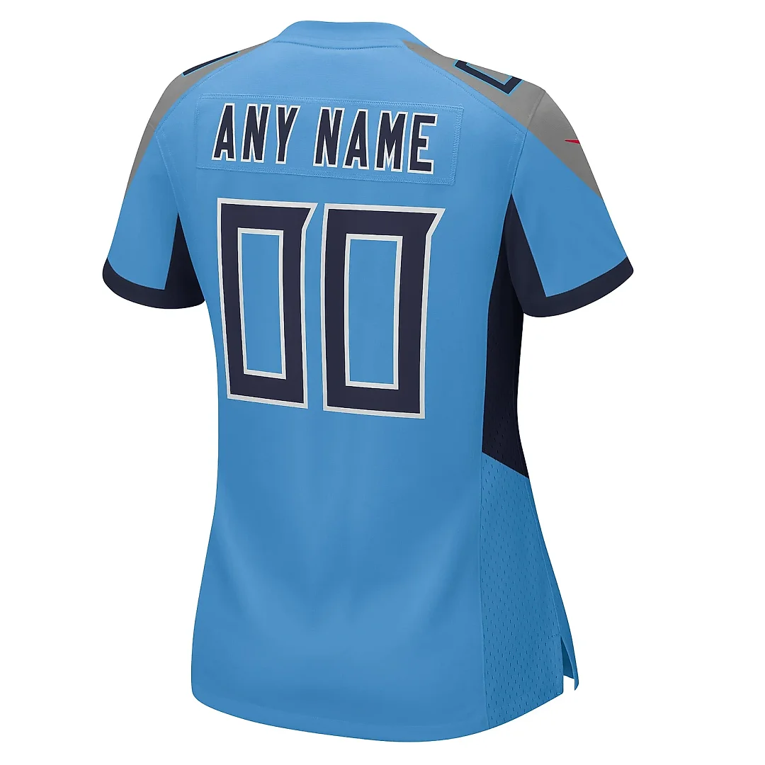 Zennovawear Women's Light Blue Tennessee Titans Alternate Custom Game Jersey