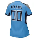 Zennovawear Women's Light Blue Tennessee Titans Alternate Custom Game Jersey