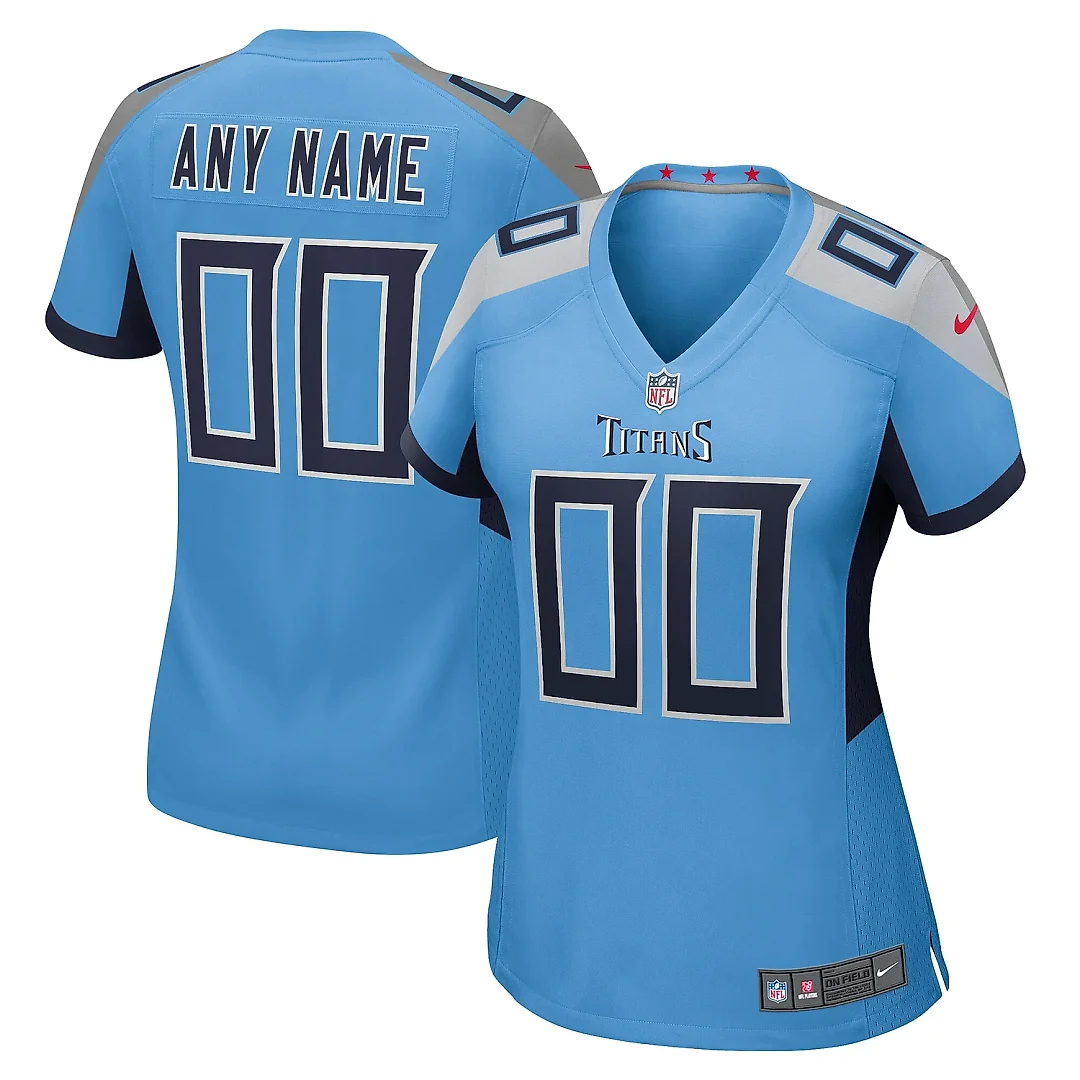 Zennovawear Women's Light Blue Tennessee Titans Alternate Custom Game Jersey