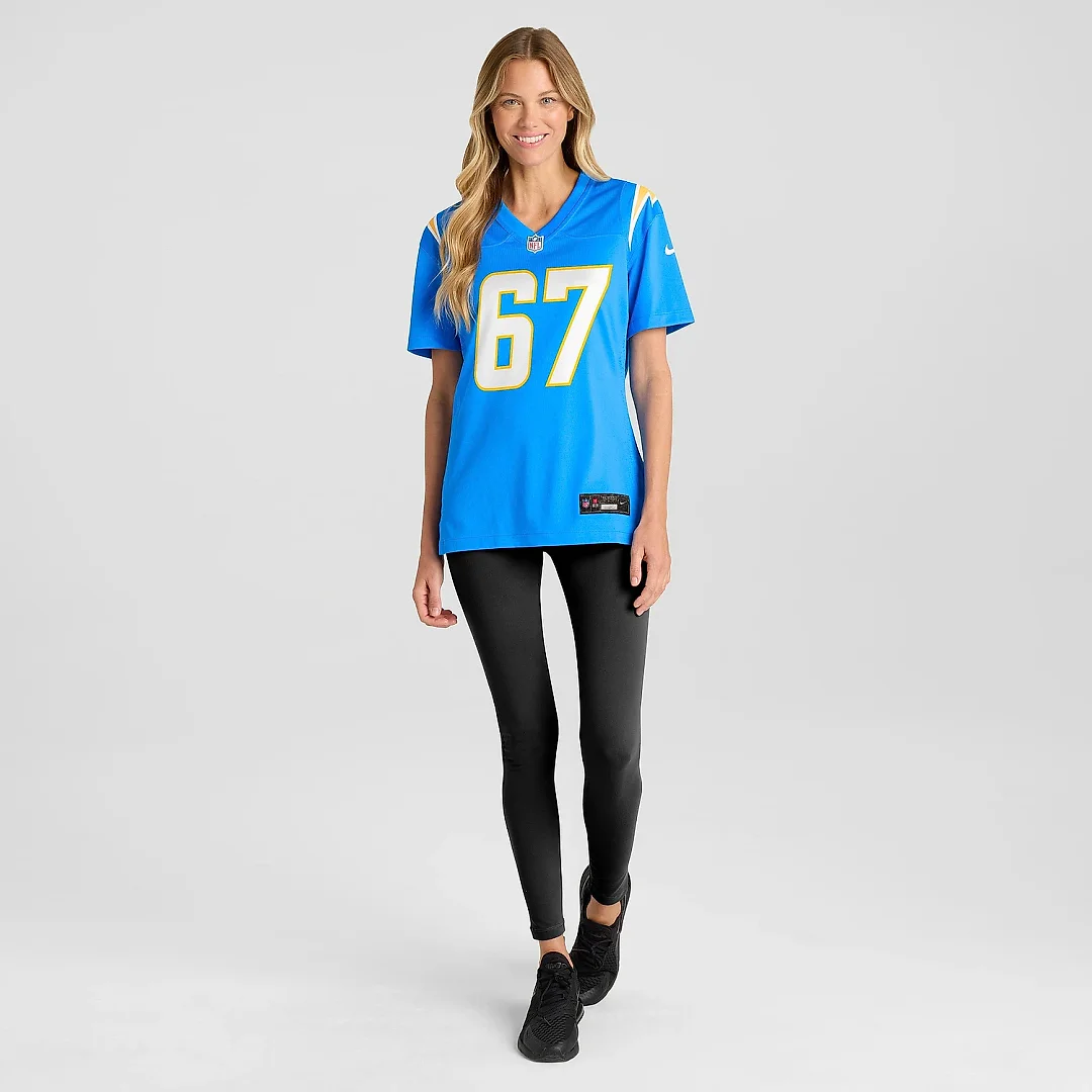 Zennovawear Women's Los Angeles Chargers Alex Leatherwood Powder Blue Team Game Jersey