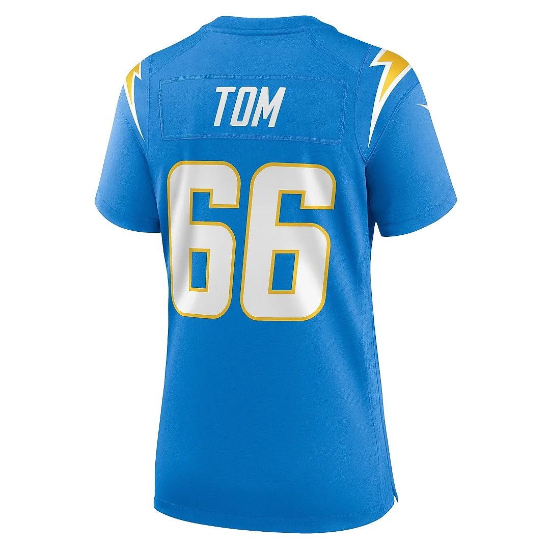Zennovawear Women's Los Angeles Chargers Cameron Tom Powder Blue Game Jersey