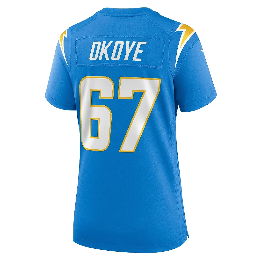 Zennovawear Women's Los Angeles Chargers CJ Okoye Powder Blue Team Game Jersey