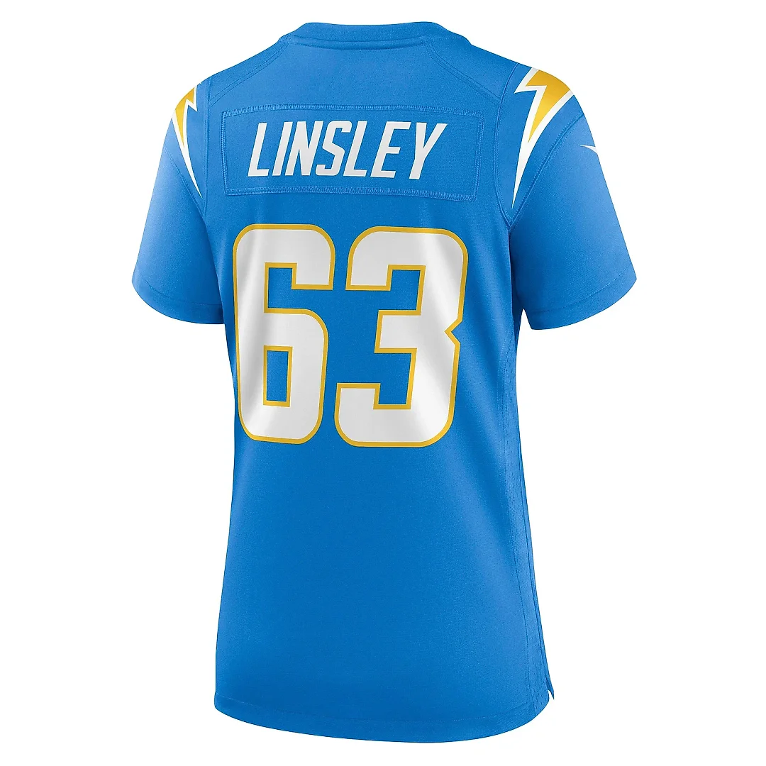 Zennovawear Women's Los Angeles Chargers Corey Linsley Powder Blue Game Player Jersey