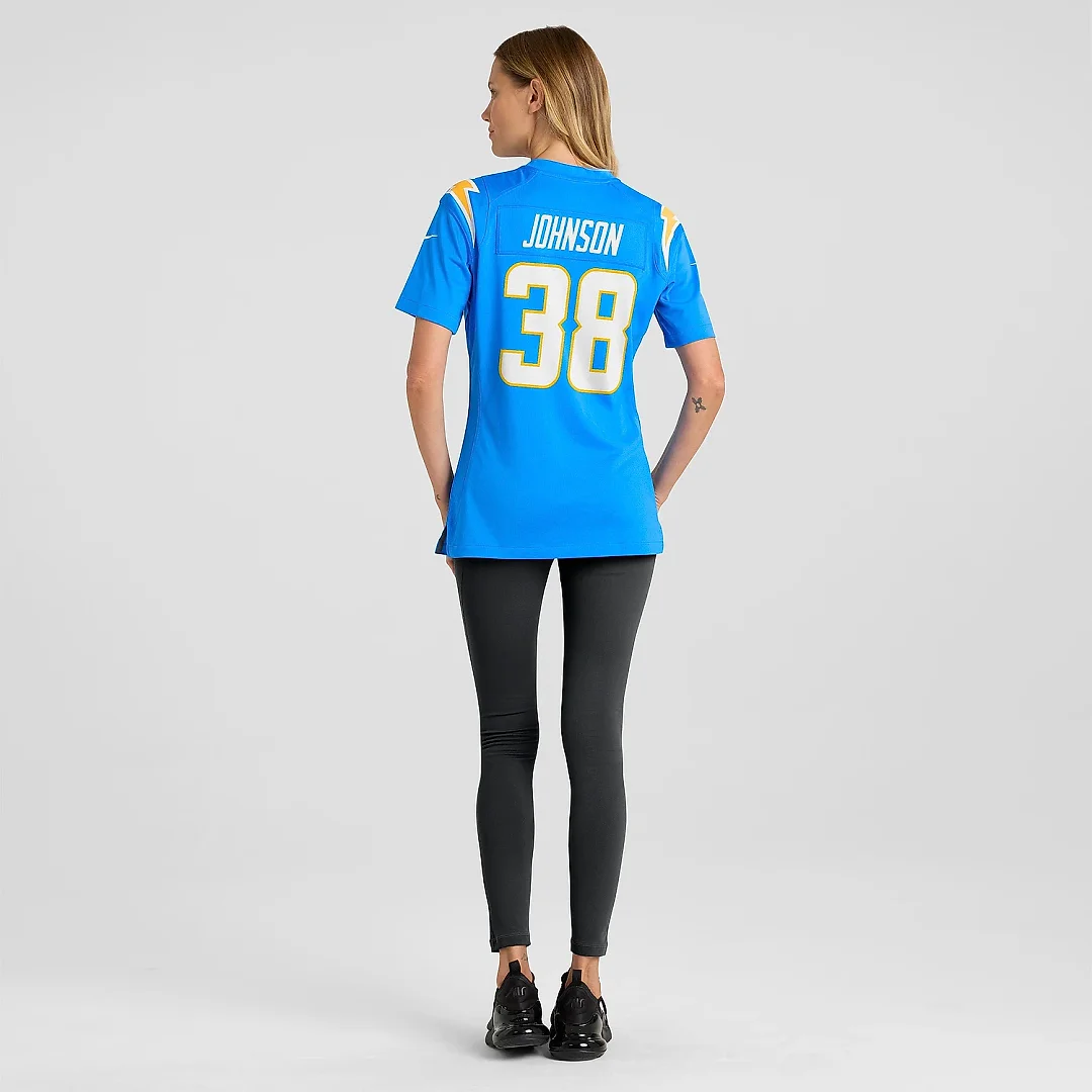 Zennovawear Women's Los Angeles Chargers Emany Johnson Powder Blue Team Game Jersey