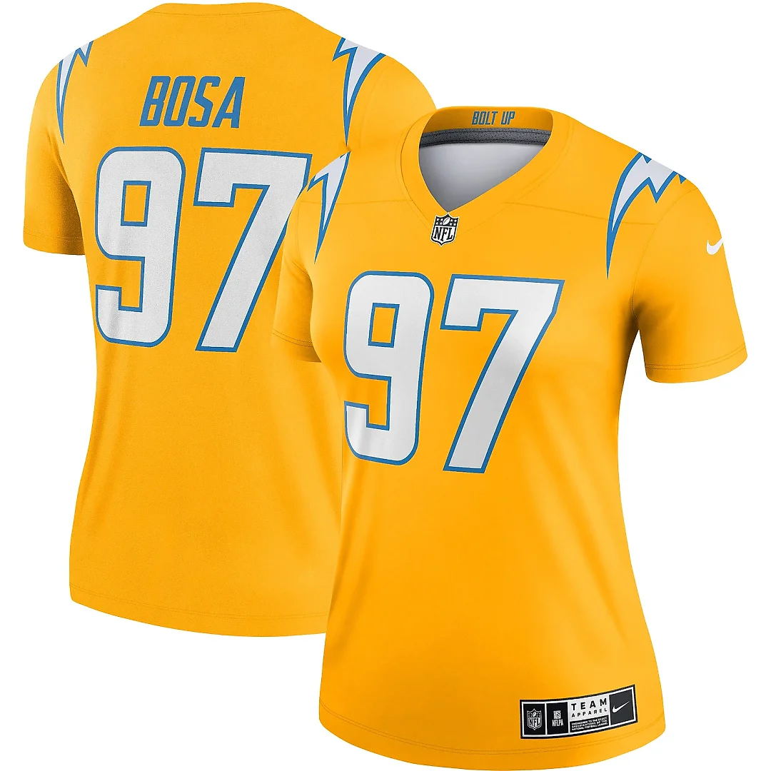 Zennovawear Women's Los Angeles Chargers Joey Bosa Gold Inverted Legend Player Performance Top