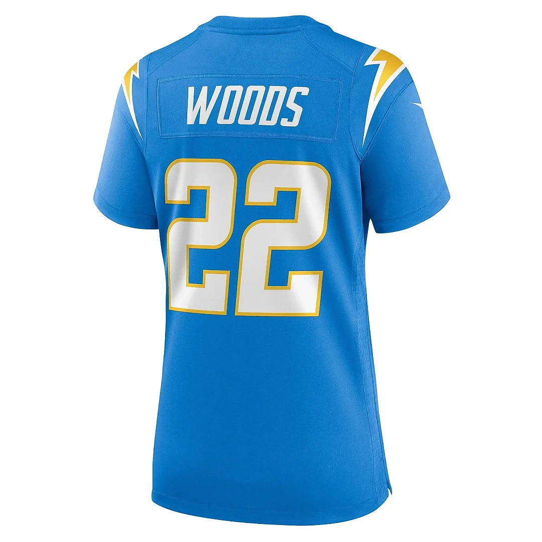 Zennovawear Women's Los Angeles Chargers JT Woods Powder Blue Game Player Jersey