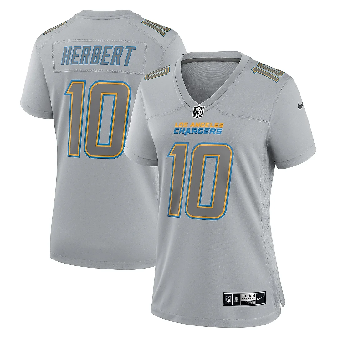Zennovawear Women's Los Angeles Chargers Justin Herbert Gray Atmosphere Fashion Game Jersey