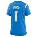Zennovawear Women's Los Angeles Chargers Number 1 Bride Powder Blue Game Jersey