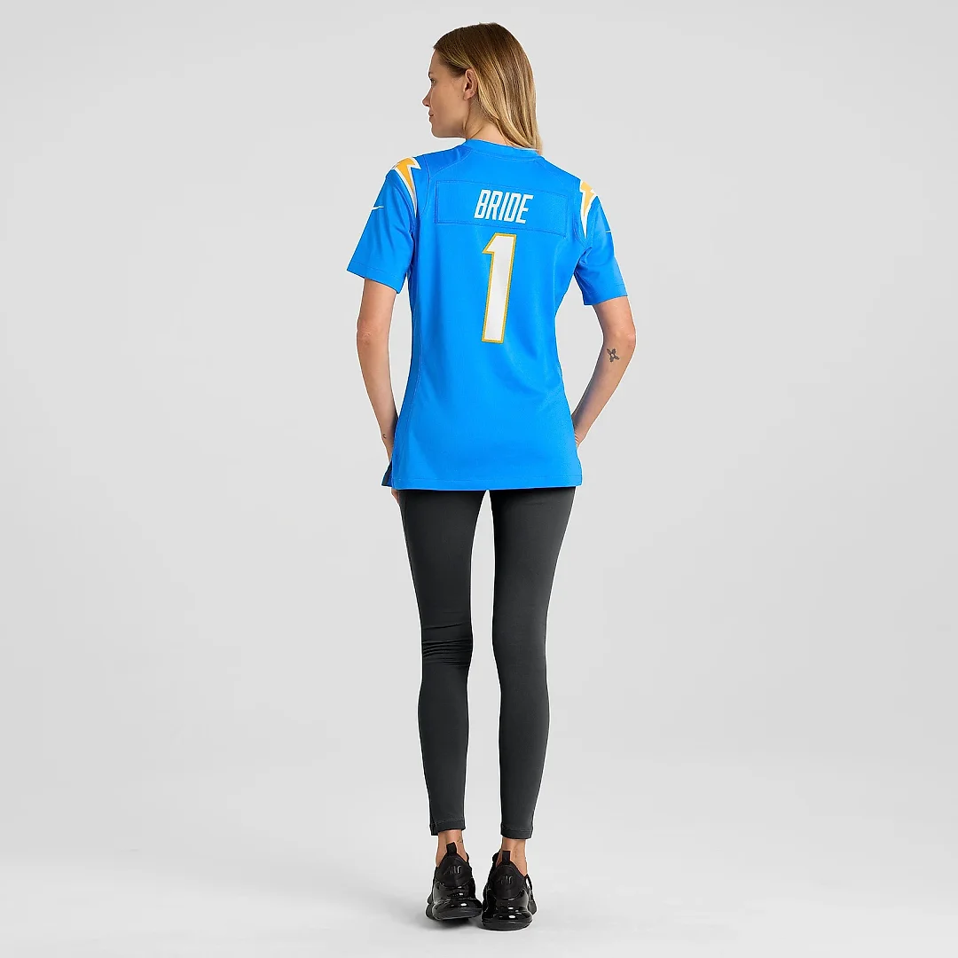 Zennovawear Women's Los Angeles Chargers Number 1 Bride Powder Blue Game Jersey