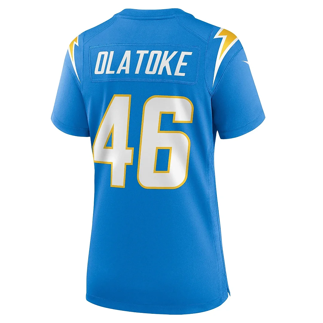 Zennovawear Women's Los Angeles Chargers Praise Olatoke Powder Blue Team Game Jersey