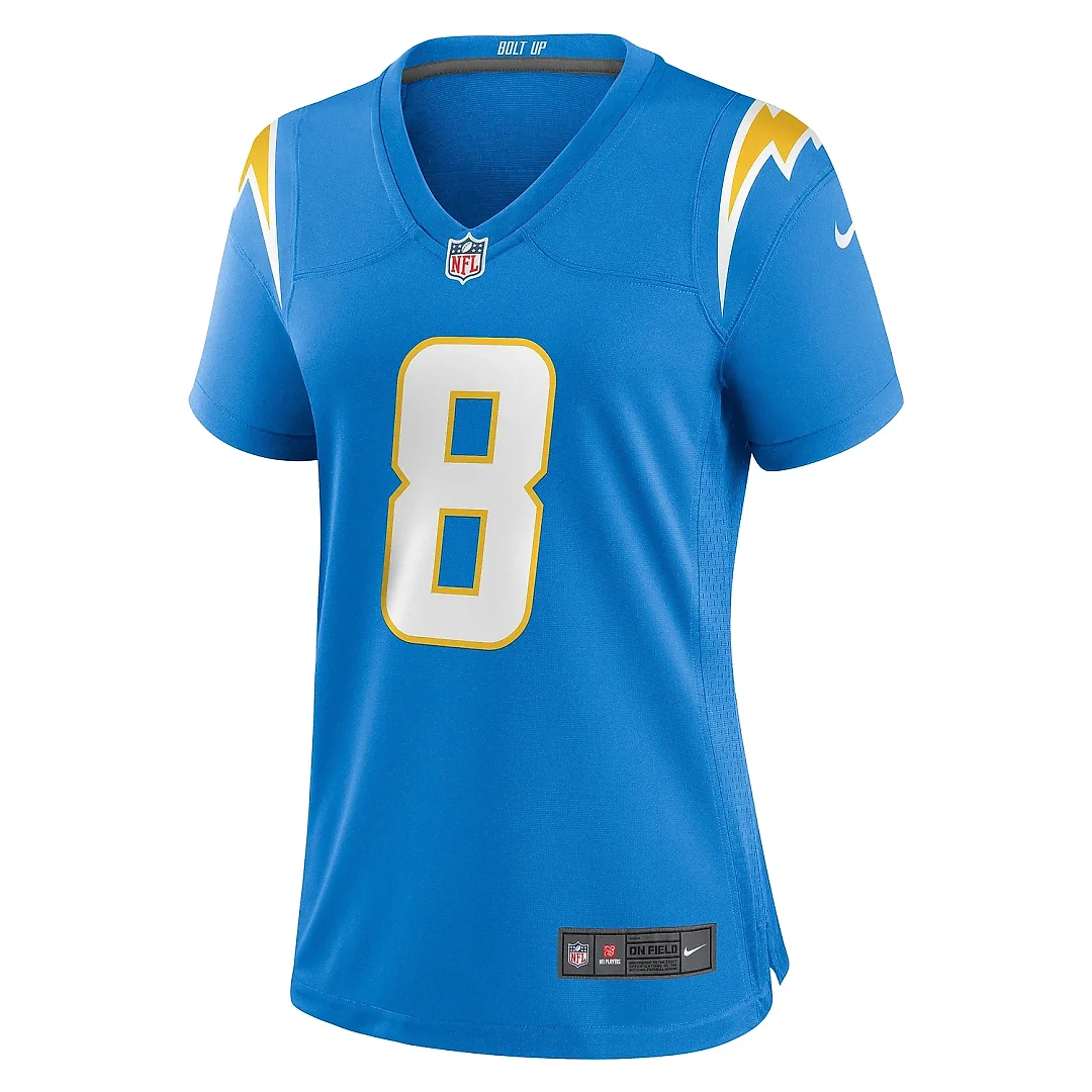 Zennovawear Women's Los Angeles Chargers Taylor Heinicke Powder Blue Game Jersey
