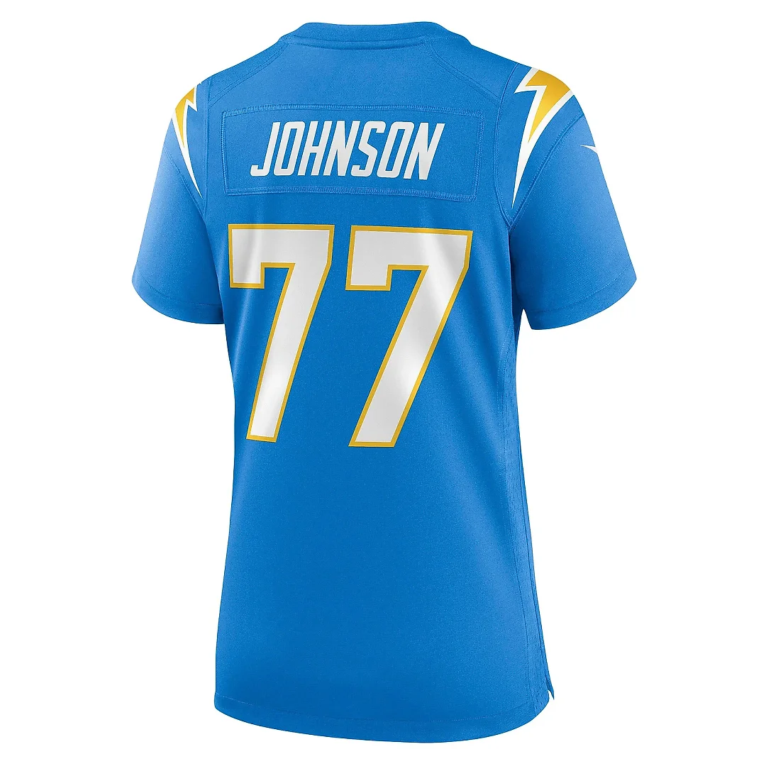 Zennovawear Women's Los Angeles Chargers Zion Johnson Powder Blue Player Game Jersey