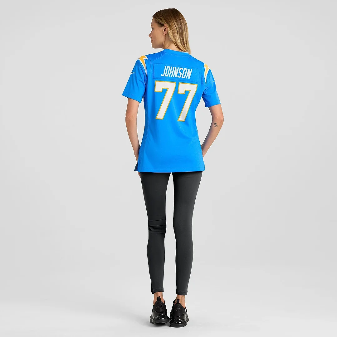 Zennovawear Women's Los Angeles Chargers Zion Johnson Powder Blue Player Game Jersey