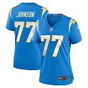 Zennovawear Women's Los Angeles Chargers Zion Johnson Powder Blue Player Game Jersey