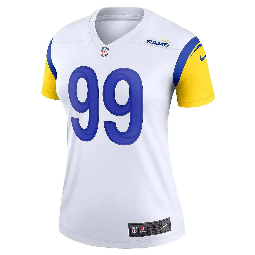 Zennovawear Women's Los Angeles Rams Aaron Donald White Alternate Legend Player Performance Top