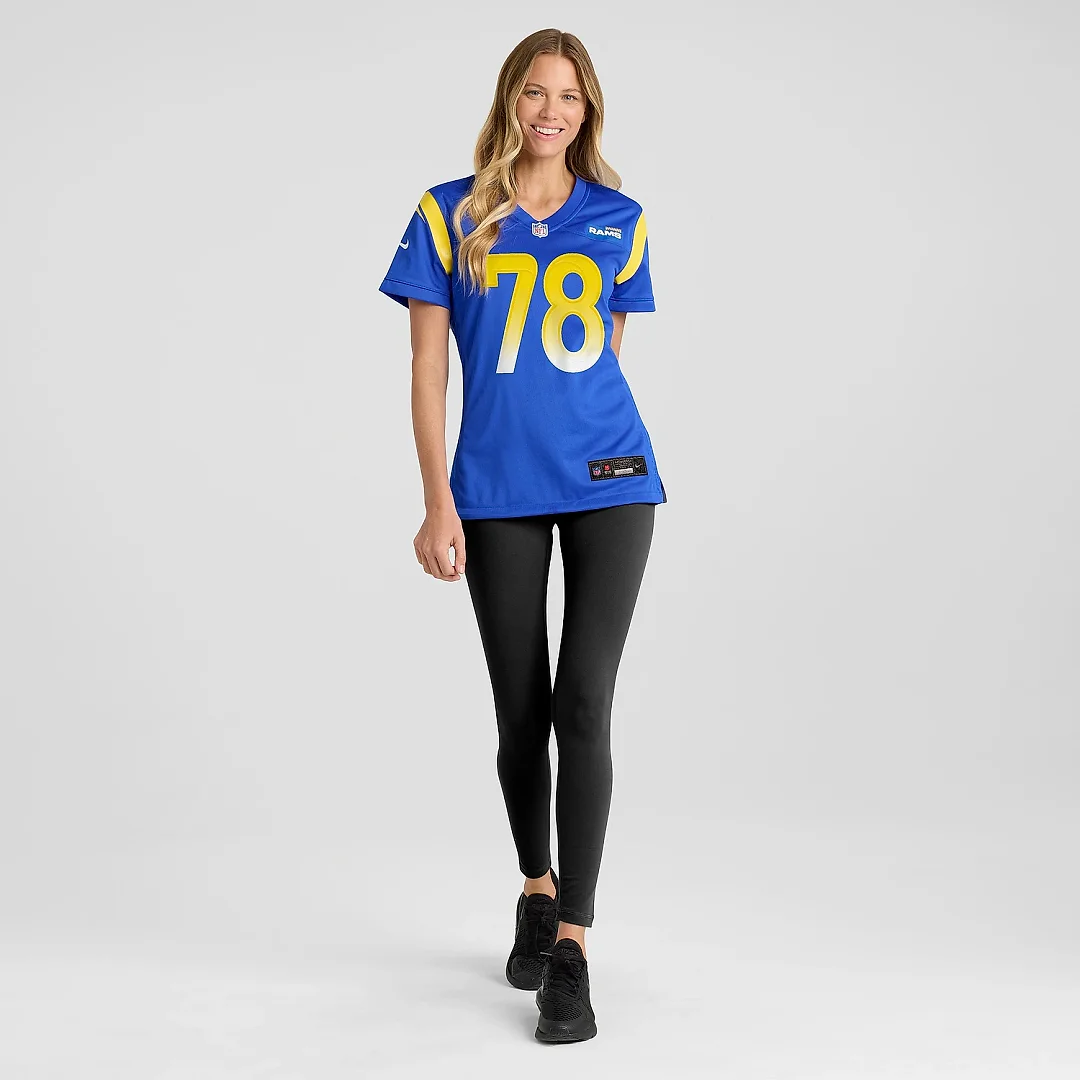 Zennovawear Women's Los Angeles Rams Jackie Slater Royal Game Retired Player Jersey
