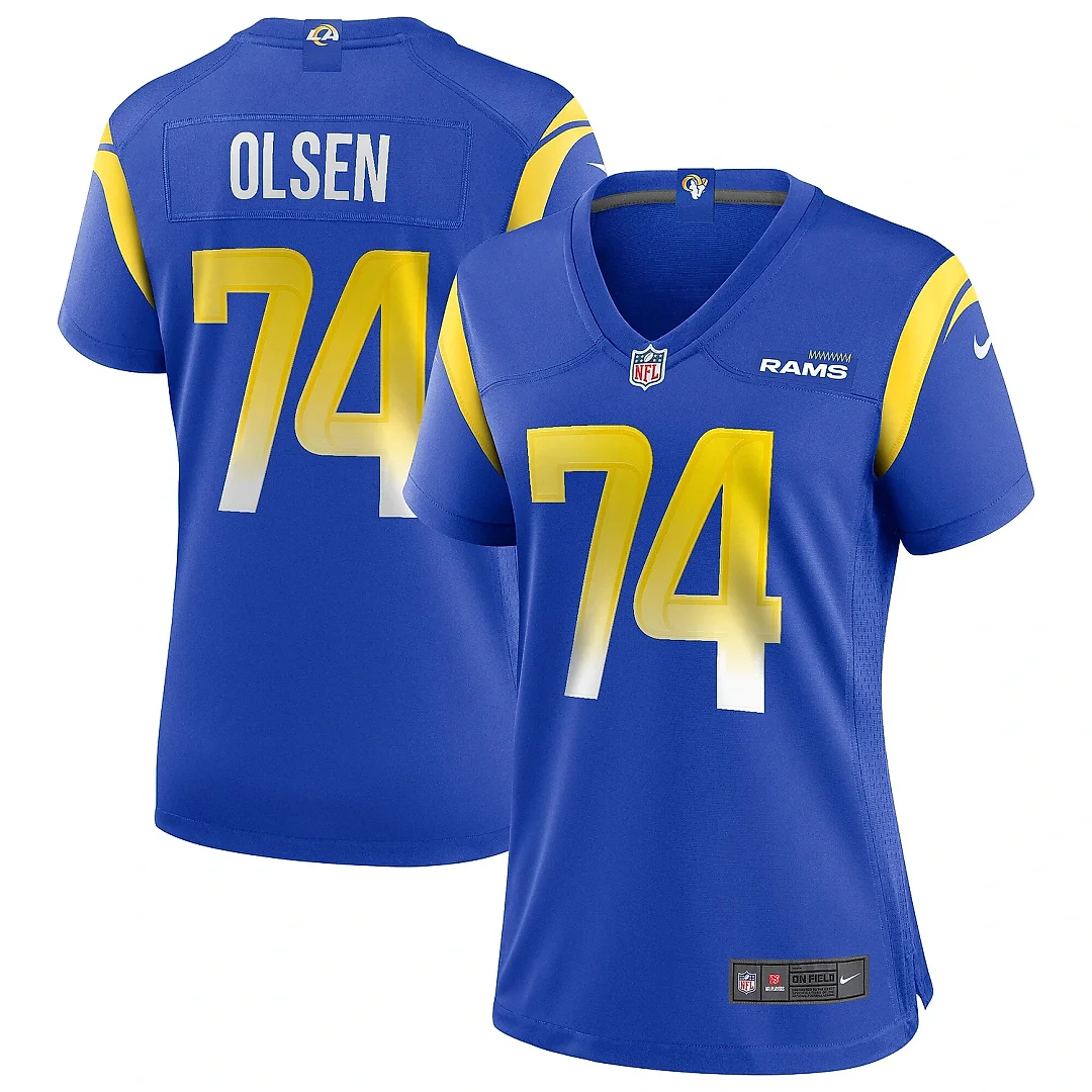 Zennovawear Women's Los Angeles Rams Merlin Olsen Royal Game Retired Player Jersey