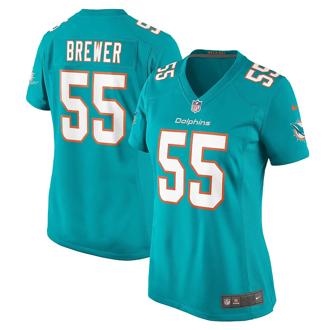 Zennovawear Women's Miami Dolphins Aaron Brewer Aqua Game Jersey